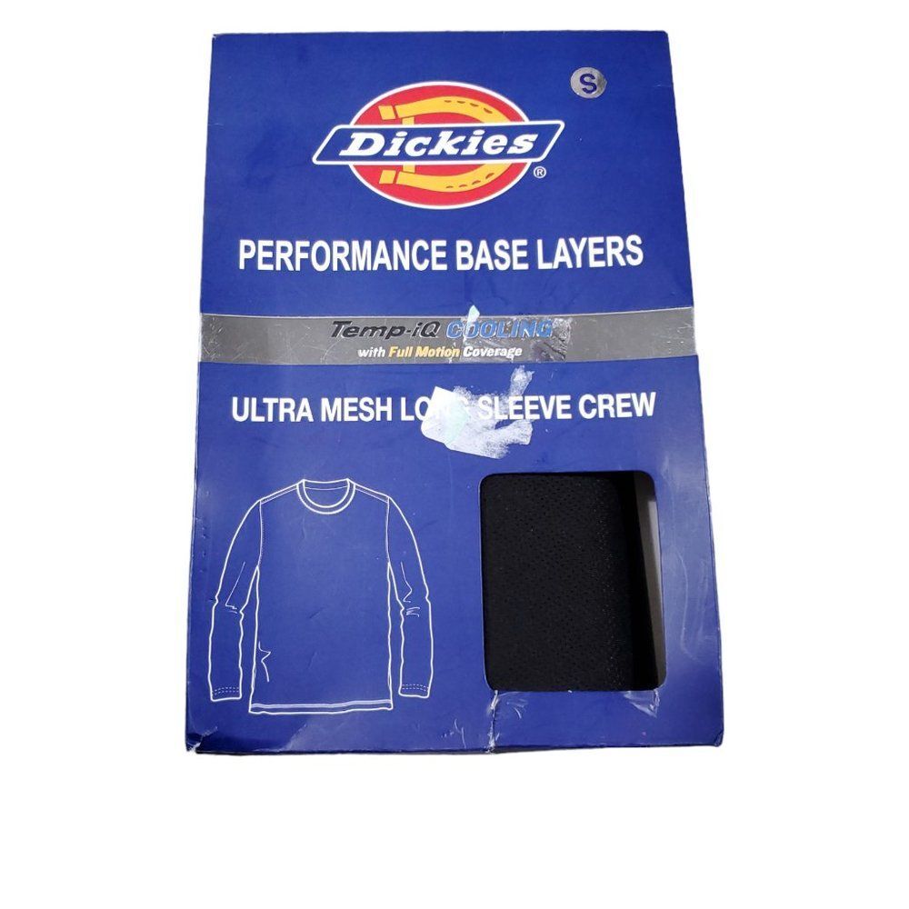 Dickies Temp Iq Ultra Mesh Long Sleeve Crew Shirt Top Men's Small 34-36 Black